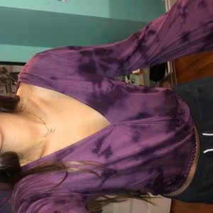Bell sleeve tie dye top